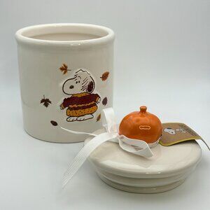 Snoopy sweater weather mini jar by Rae Dunn | Fall Snoopy small treat jar